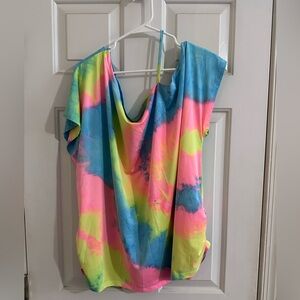 SHEIN tie dye asymmetrical neck tee